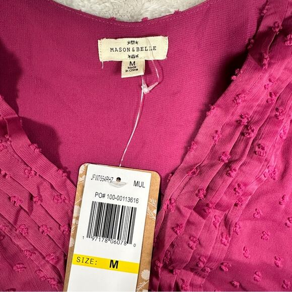 Mason & Belle Size M Mauve Business Casual Dot Blouse Top NWT Textured Career - Picture 6 of 12